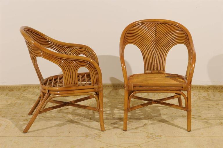 Sculptural Set of Six Vintage Bamboo Dining Chairs at 1stDibs