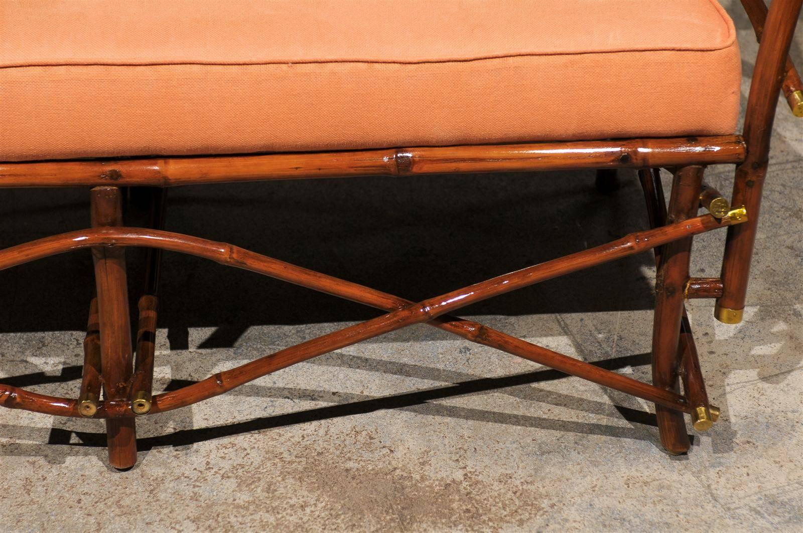 Fin du 20e siècle Magnifique canapé vintage en bambou et laiton en vente
