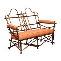 Lovely Vintage Bamboo and Brass Settee