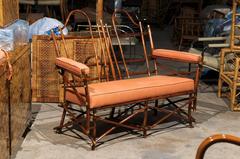 Lovely Vintage Bamboo and Brass Settee