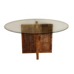 Restored Rattan, Cane and Glass Table by Bielecky Brothers 4