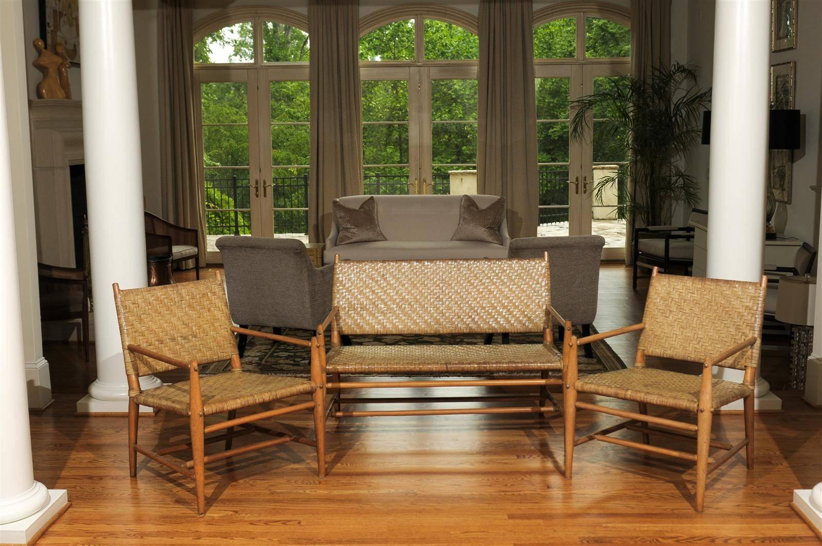 Mid-Century Modern Exceptional Modern Seating Set by Russel Wright for Old Hickory, circa 1940 For Sale