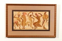 Exceptional Folk Art Dance Scene Executed in Wood Inlay
