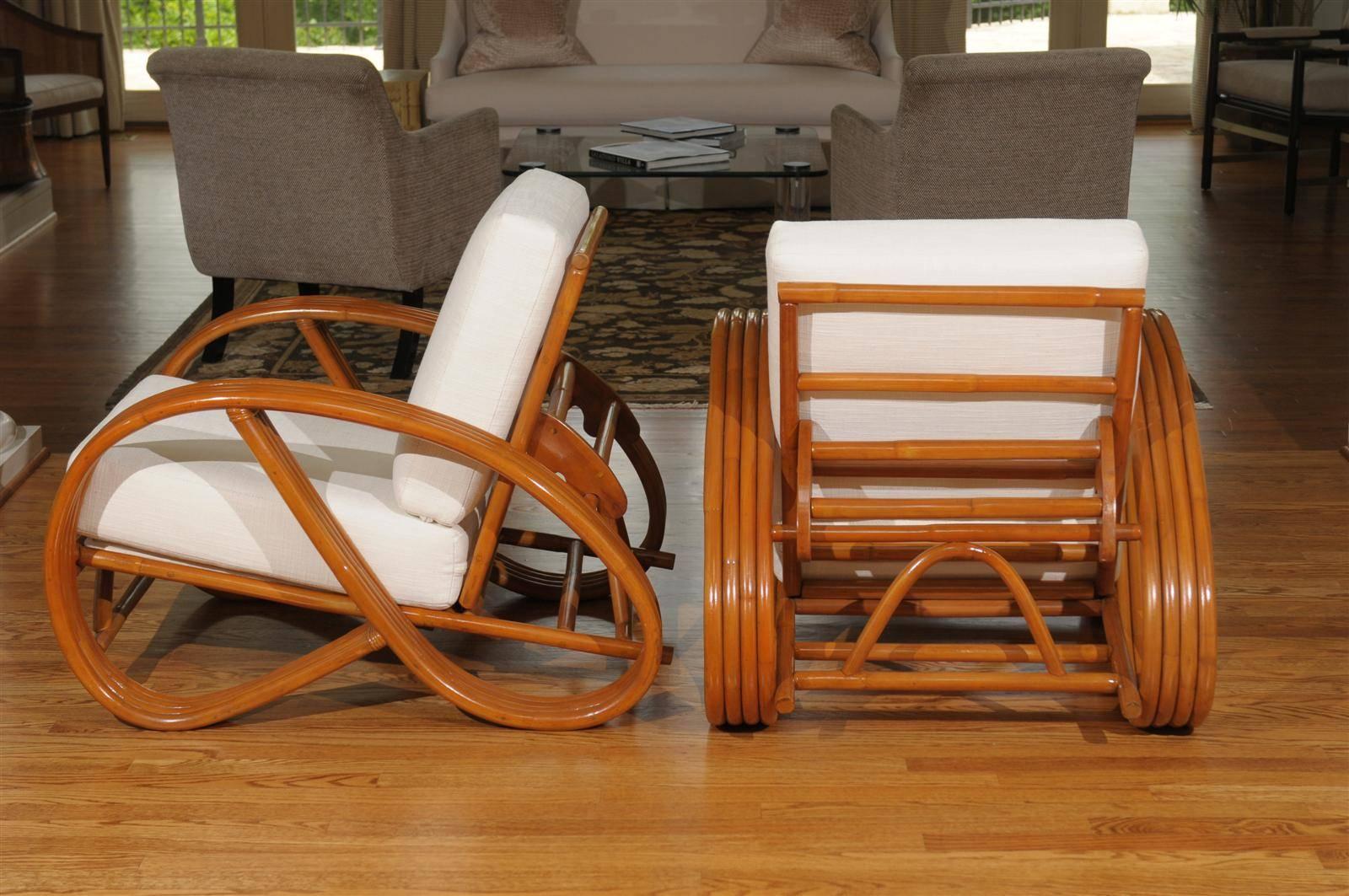 Outstanding Pair of Restored Vintage Pretzel Loungers with Adjustable Back 1