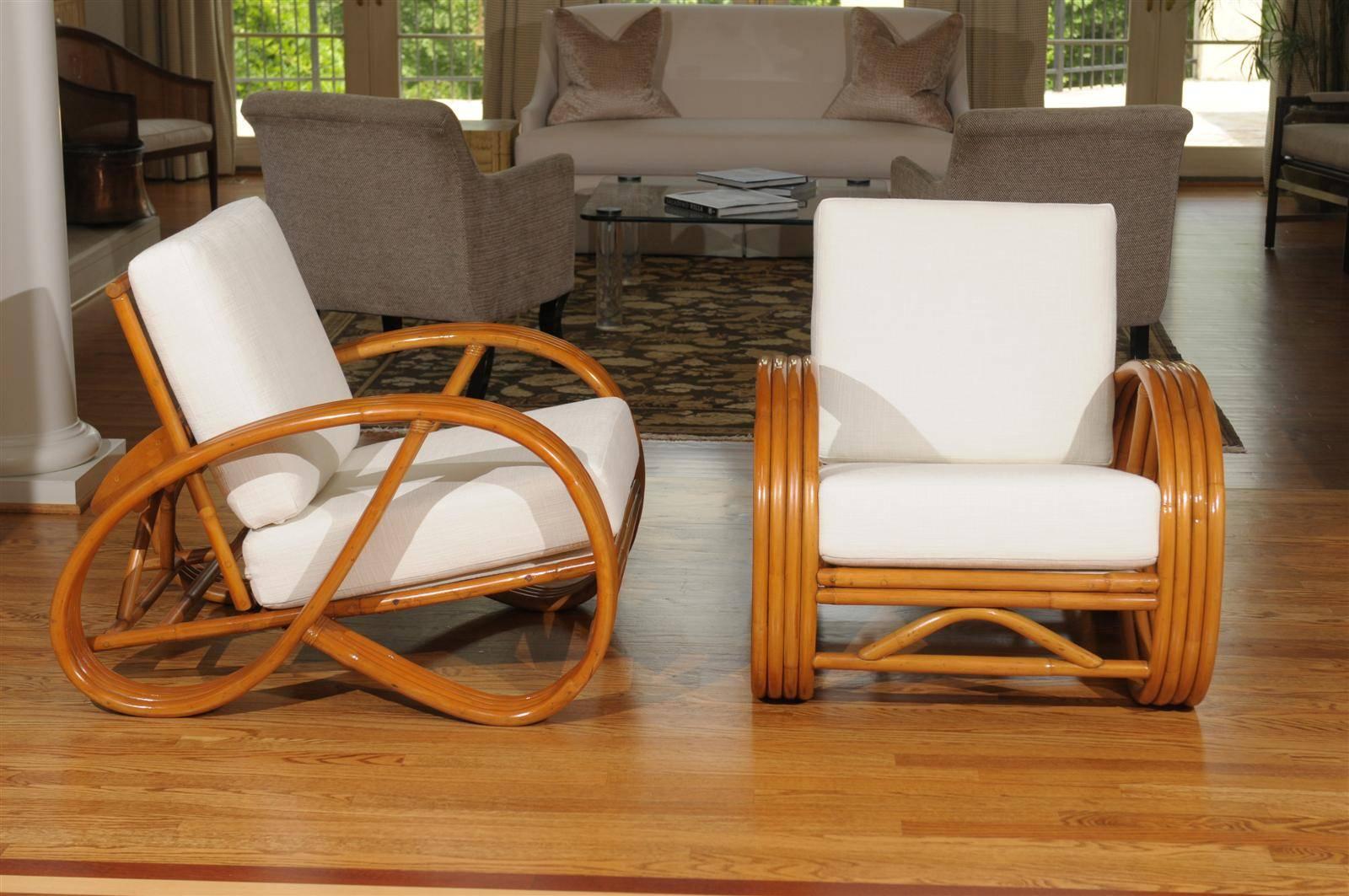 Unknown Outstanding Pair of Restored Vintage Pretzel Loungers with Adjustable Back
