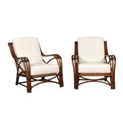 Stellar Pair of Restored Rattan Style Loungers