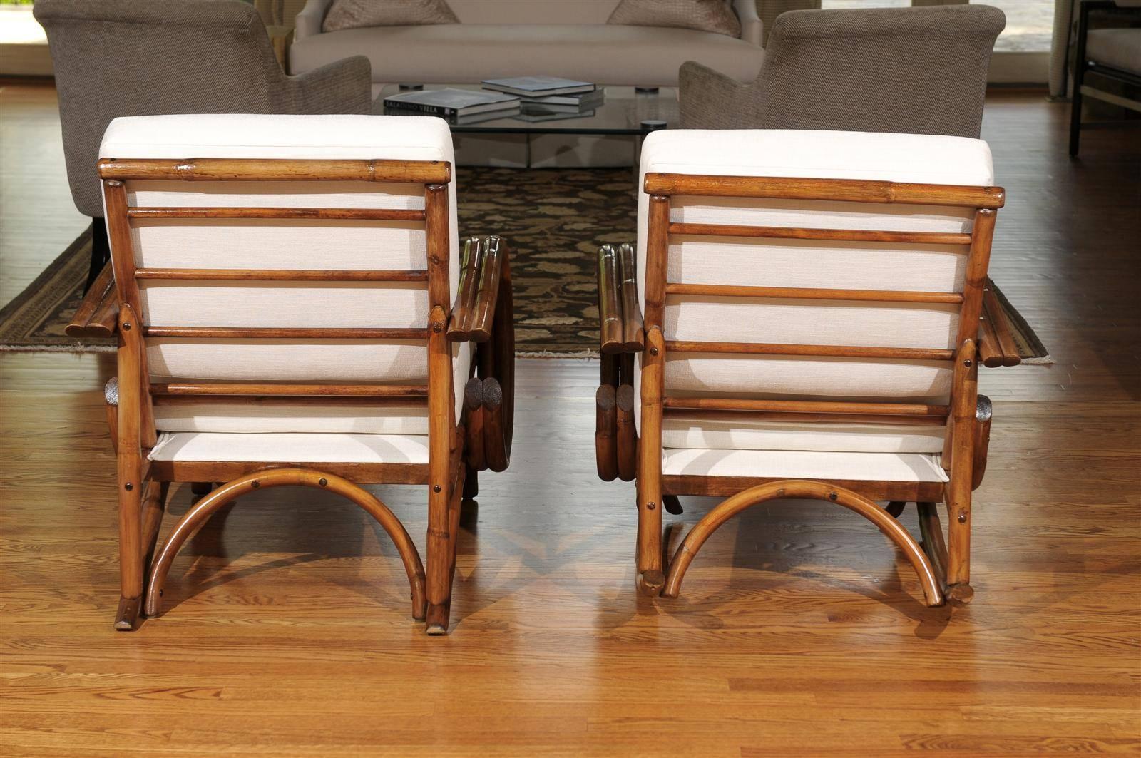 Exceptional Restored Vintage Rattan Lounge and Rocker Pair, circa 1960 In Excellent Condition In Atlanta, GA