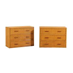Handsome Pair of Restored Vintage Bamboo and Rattan Chests