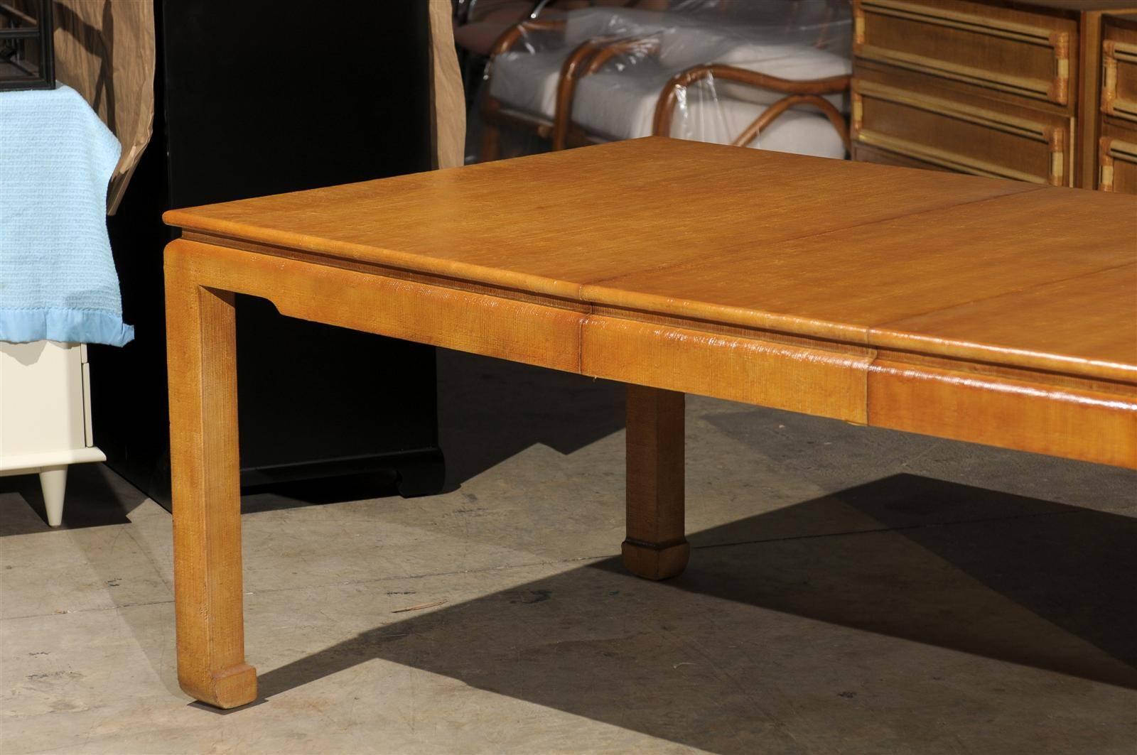 Sophisticated Restored Vintage Raffia Extension Dining Table 1