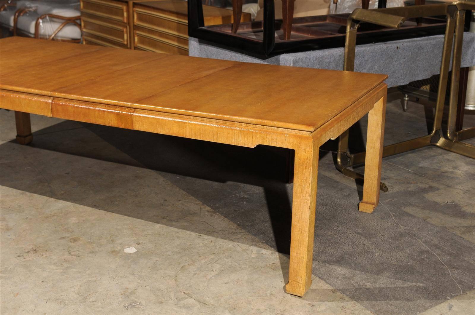 Sophisticated Restored Vintage Raffia Extension Dining Table 2