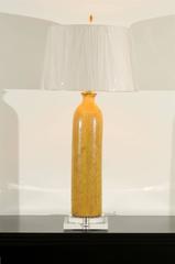 Stellar Restored Pair of Large-Scale Vintage Ceramic Lamps in Yellow Ochre