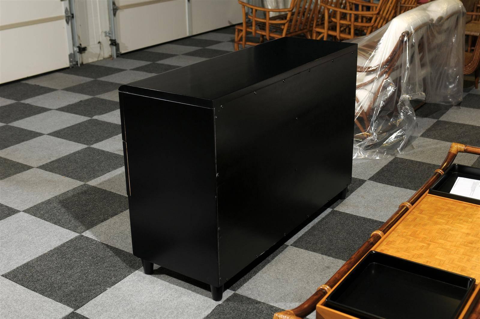 Sublime Restored Modern Commode by John Stuart in Black Lacquer 2