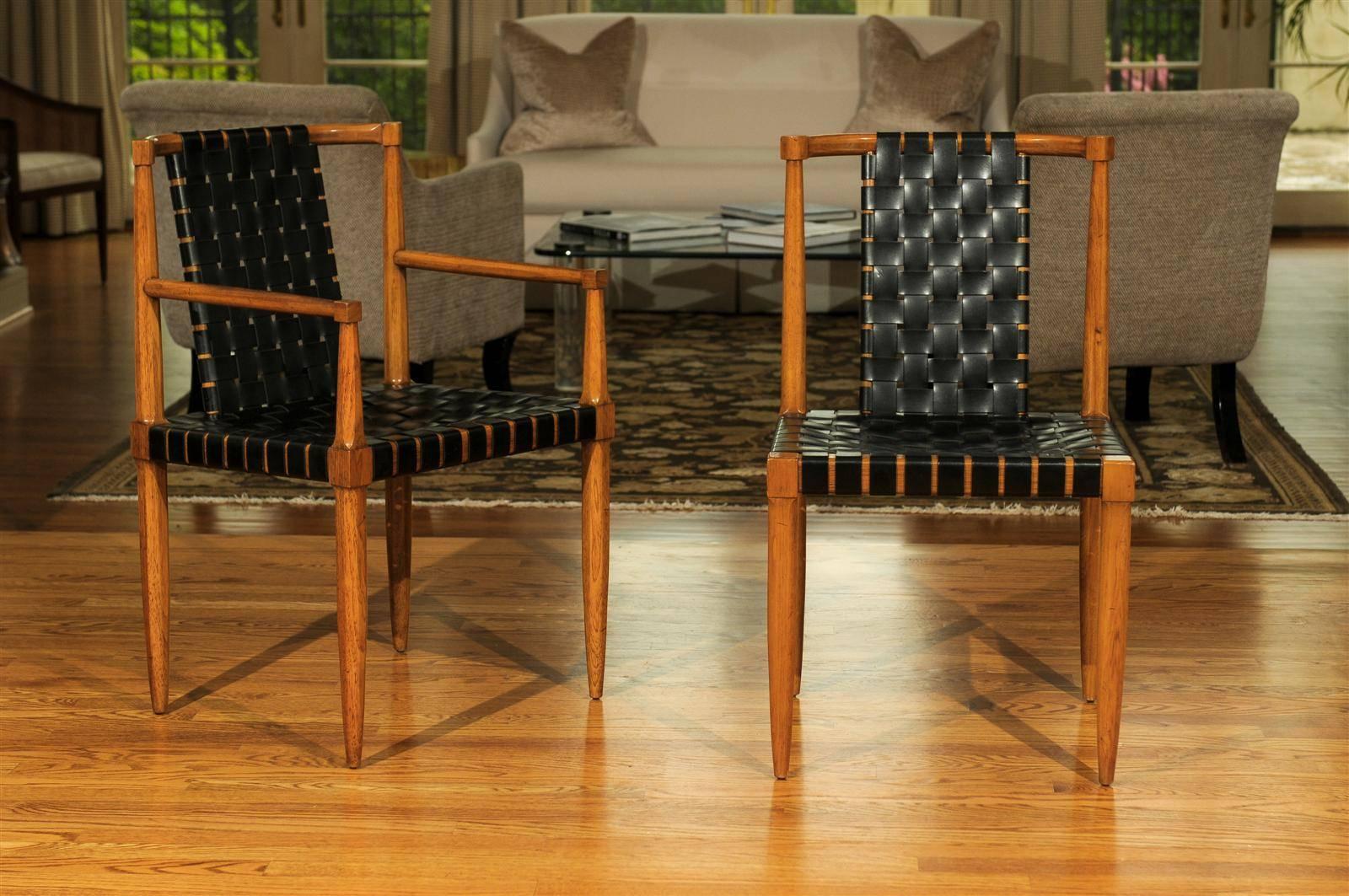 These magnificent dining chairs are shipped as professionally photographed and described in the listing narrative: Meticulously professionally restored and installation ready.

An incredibly rare set of eight (8) dining chairs from the Tomlinson