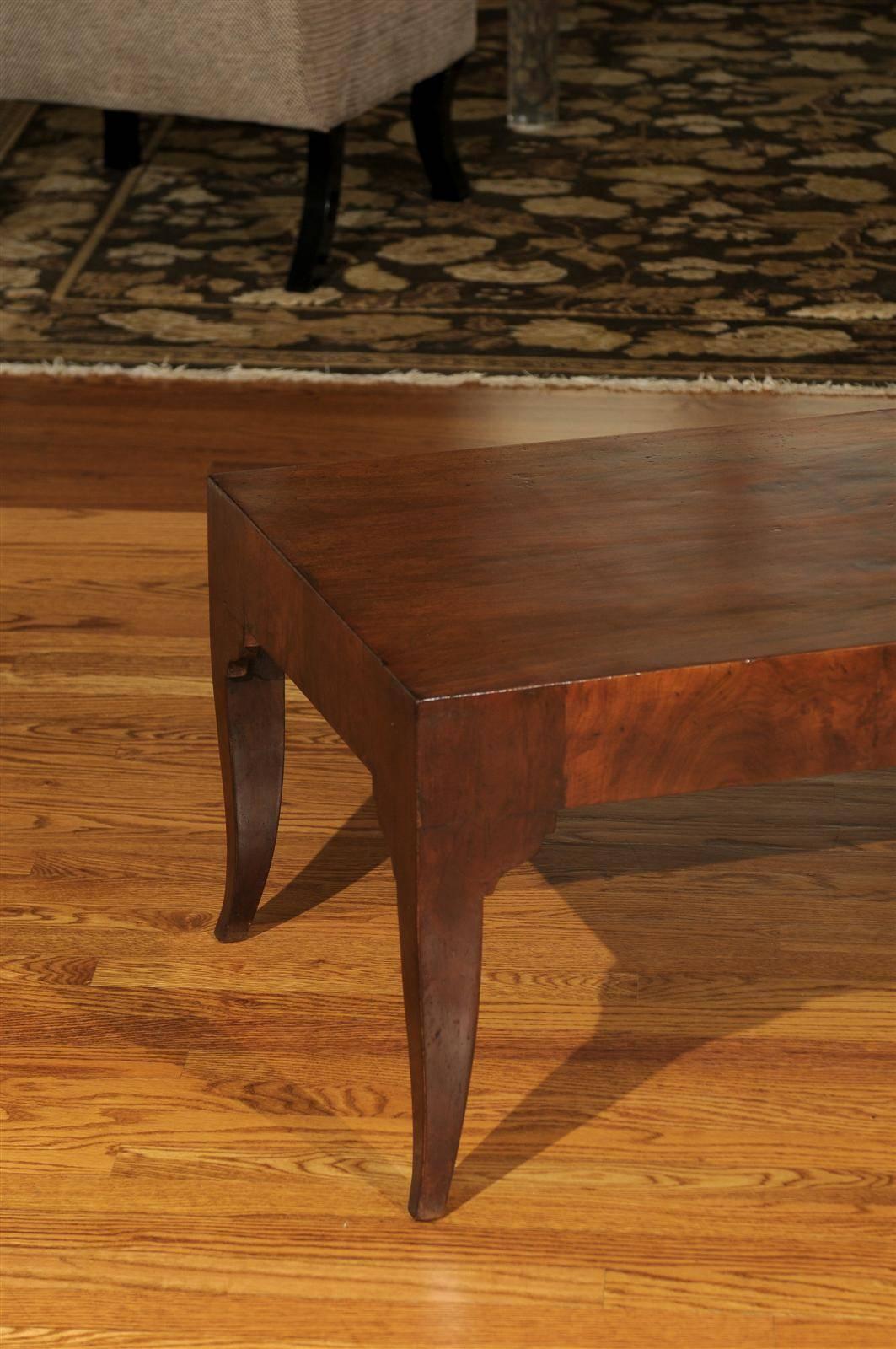 Italian Stunning Restored Vintage Coffee Table in Bookmatched Walnut For Sale