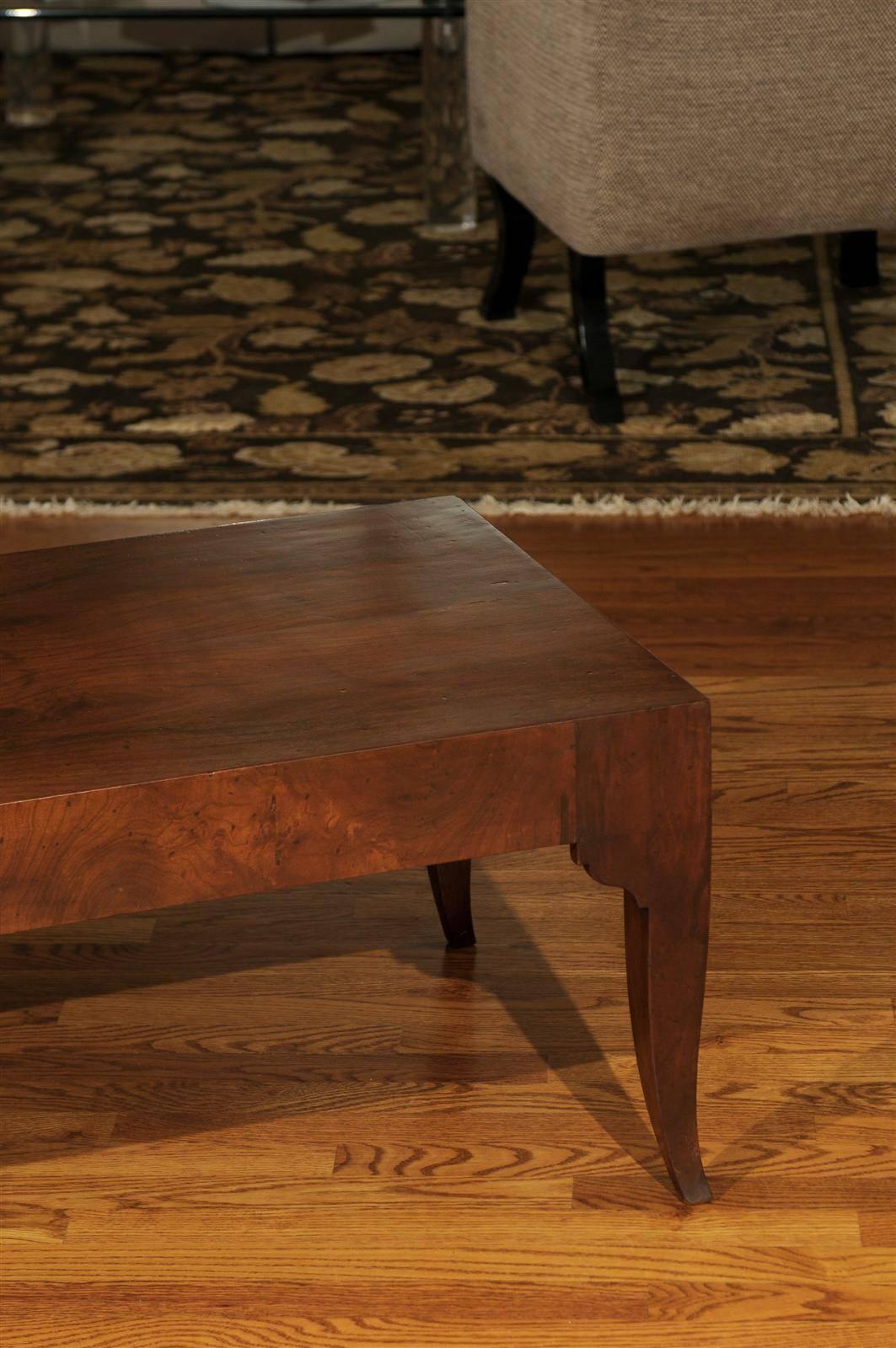 Stunning Restored Vintage Coffee Table in Bookmatched Walnut For Sale 1