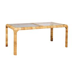 Beautiful Vintage Rattan Wrapped Dining Table or Writing Desk 4
