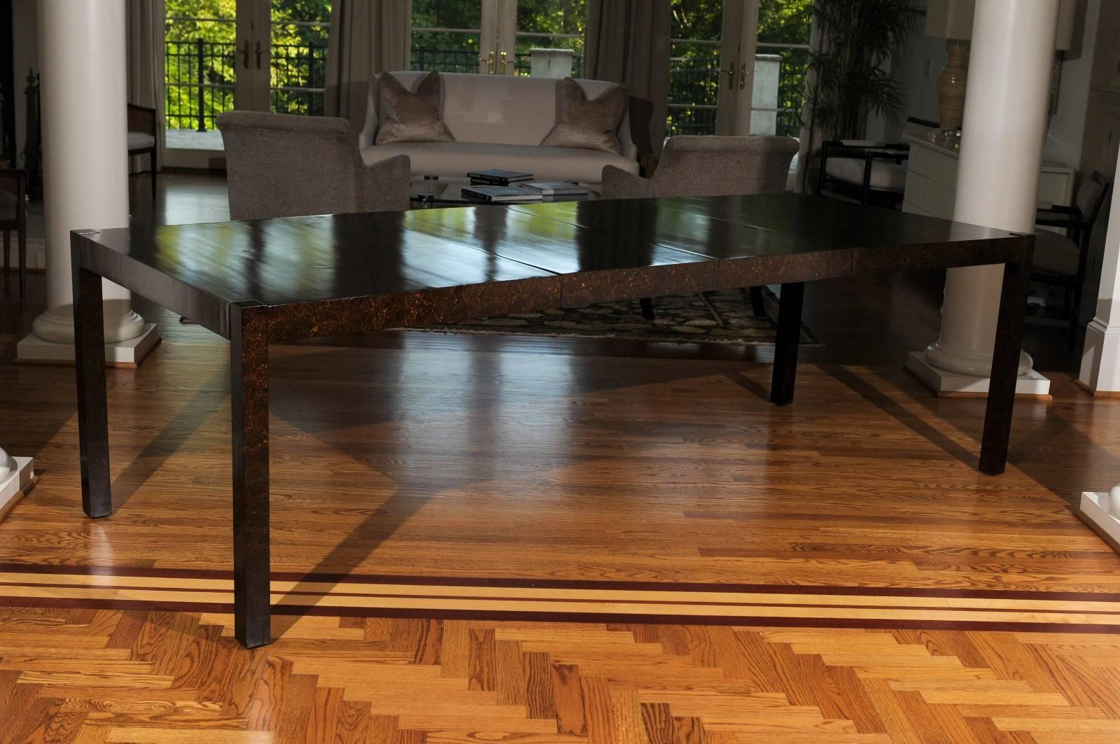 Elegant Restored Vintage Oil Drop Lacquer Extension Dining Table or Writing Desk For Sale 2