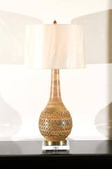Exquisite Pair of Handmade Brass Studded Gourd Vessels as Custom Lamps