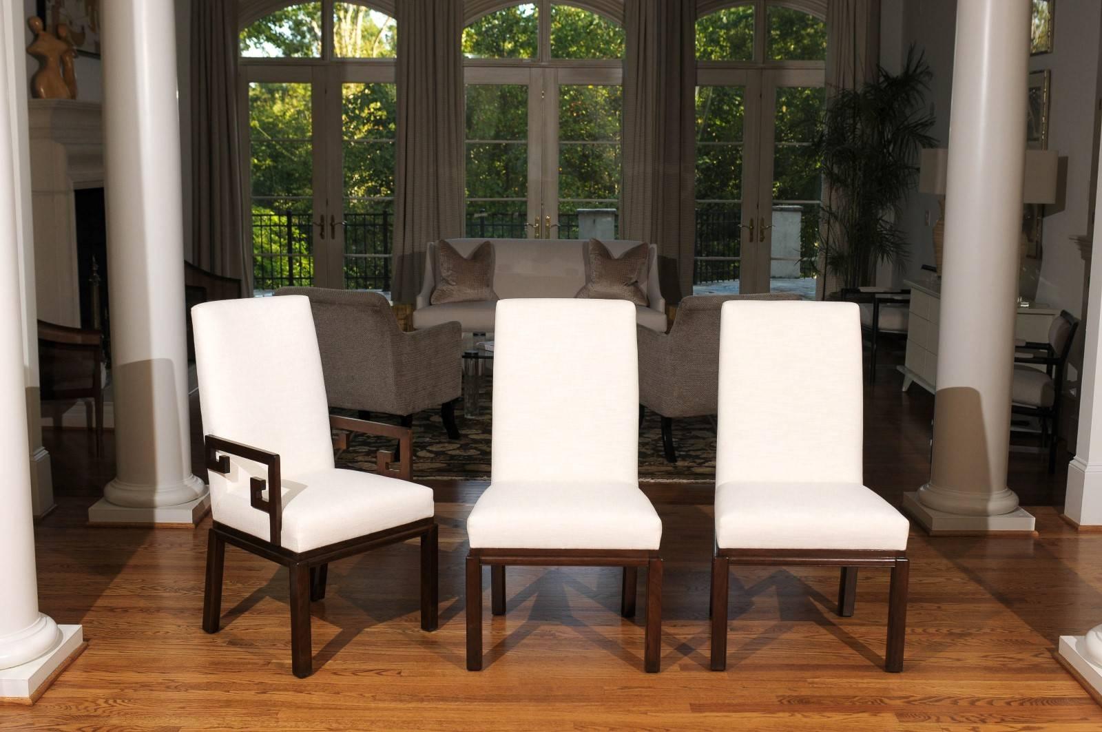 Mid-Century Modern Elegant Restored Set of 10 Parsons Style Dining Chairs by Baker, Circa 1970 For Sale