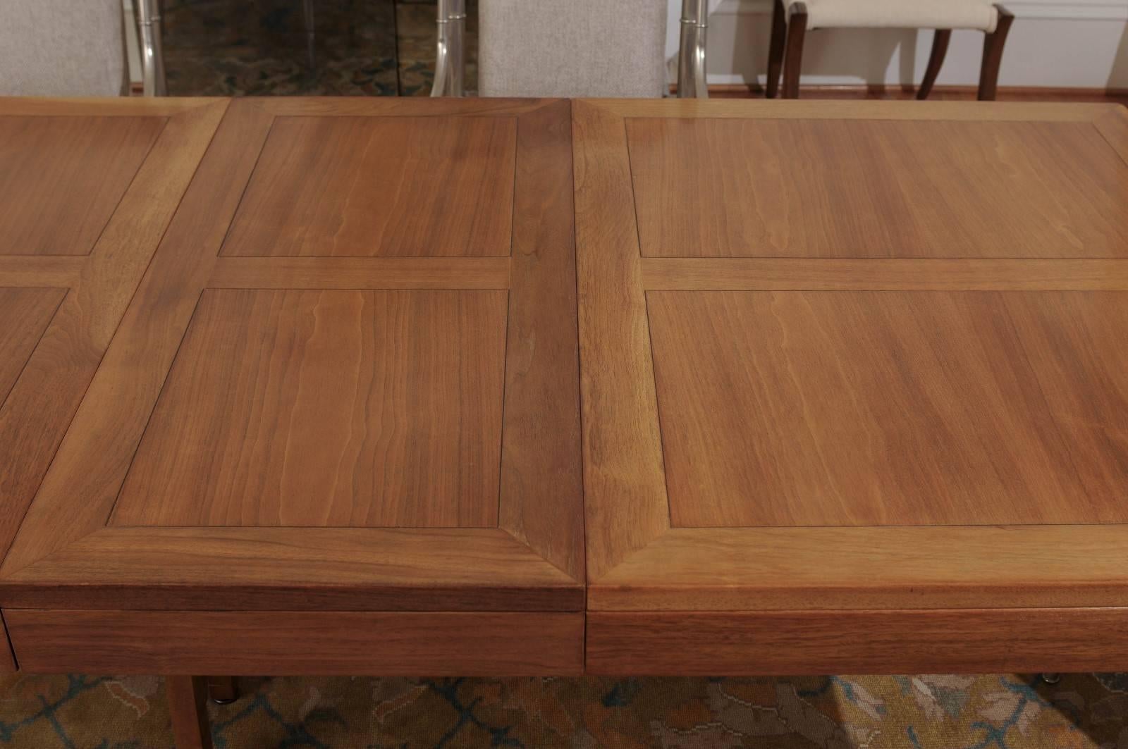 American Breathtaking Restored Extension Dining Table in Walnut by Baker, circa 1960