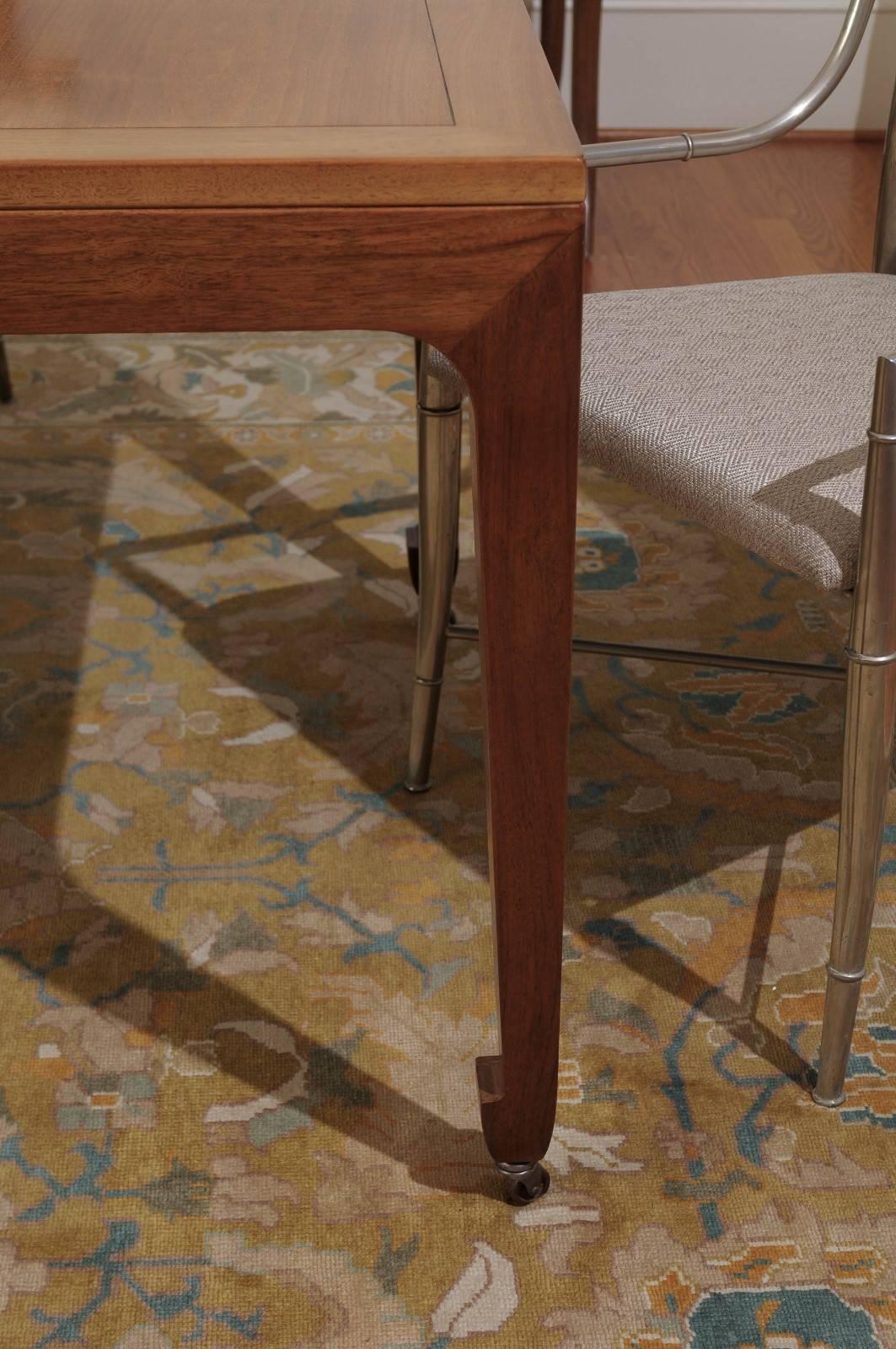 Breathtaking Restored Walnut Dining Table by Michael Taylor for Baker, c 1960 In Excellent Condition For Sale In Atlanta, GA