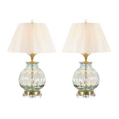 Vintage Fabulous Pair of Blown Glass Vessels as Custom Lamps