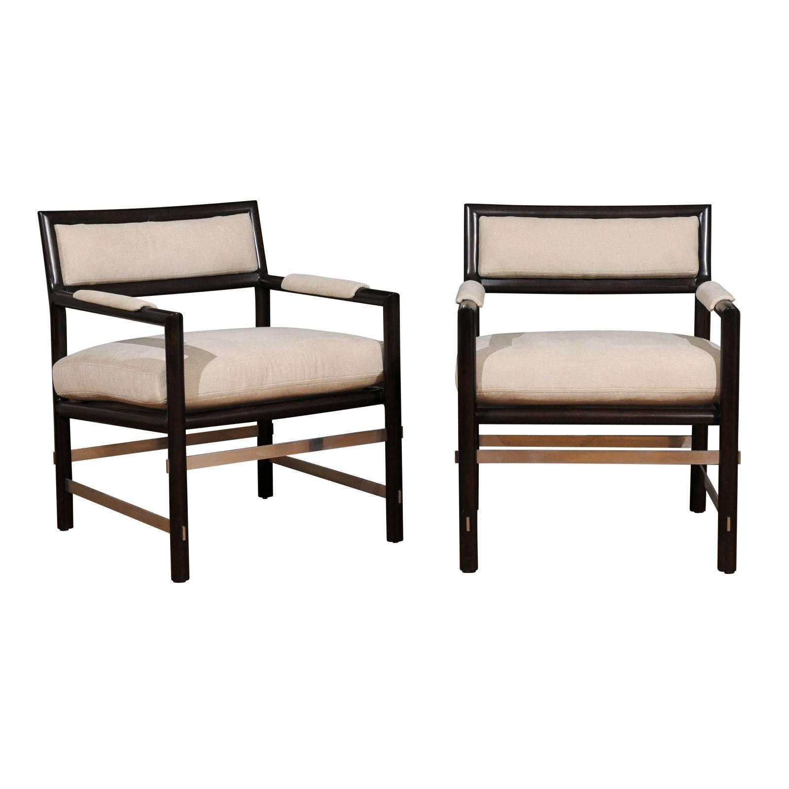Exceptional Pair of Ash Lounge Chairs by Edward Wormley for Dunbar, c 1967