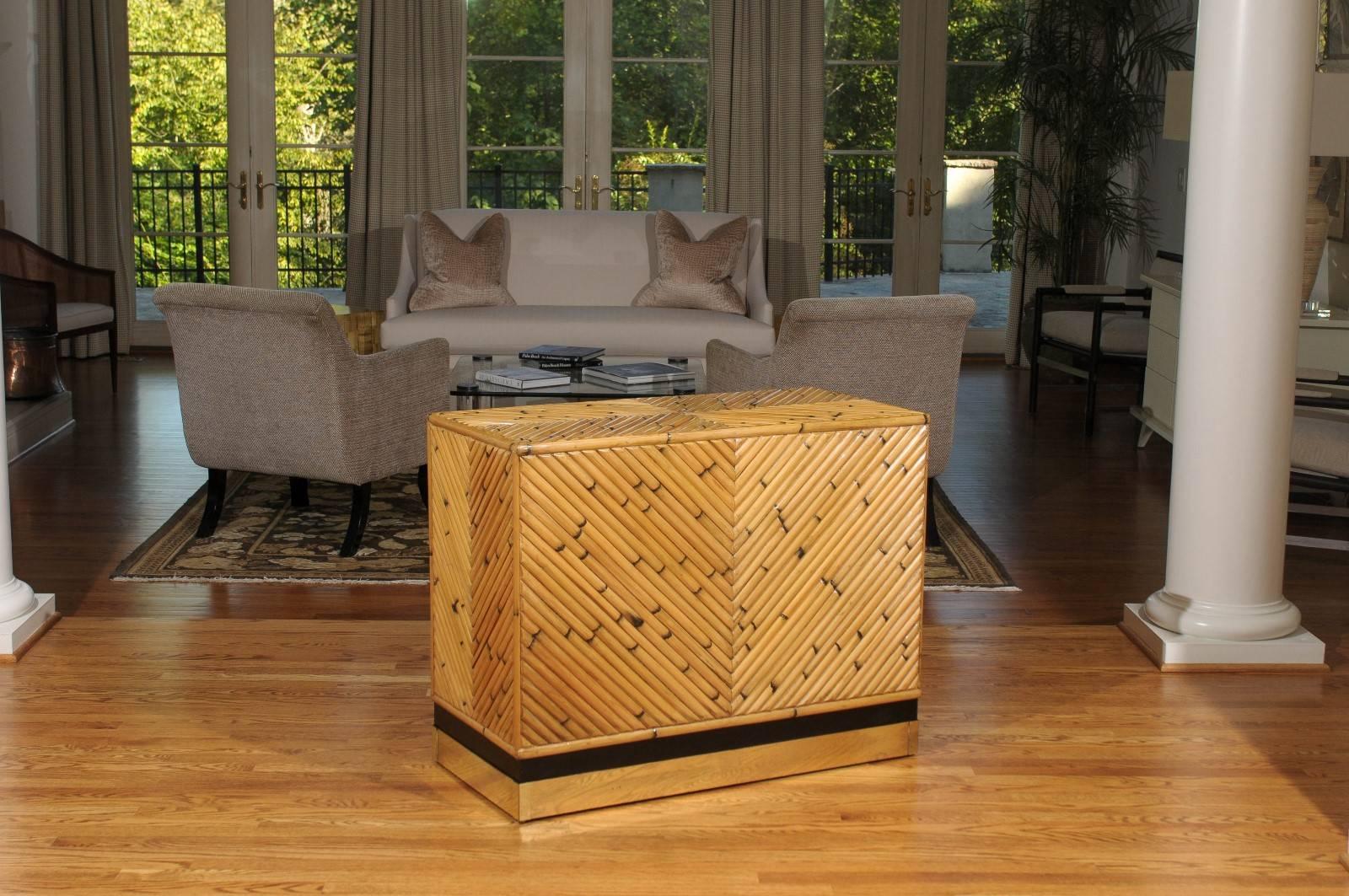 Mid-Century Modern Dramatic Restored Vintage Bamboo Console