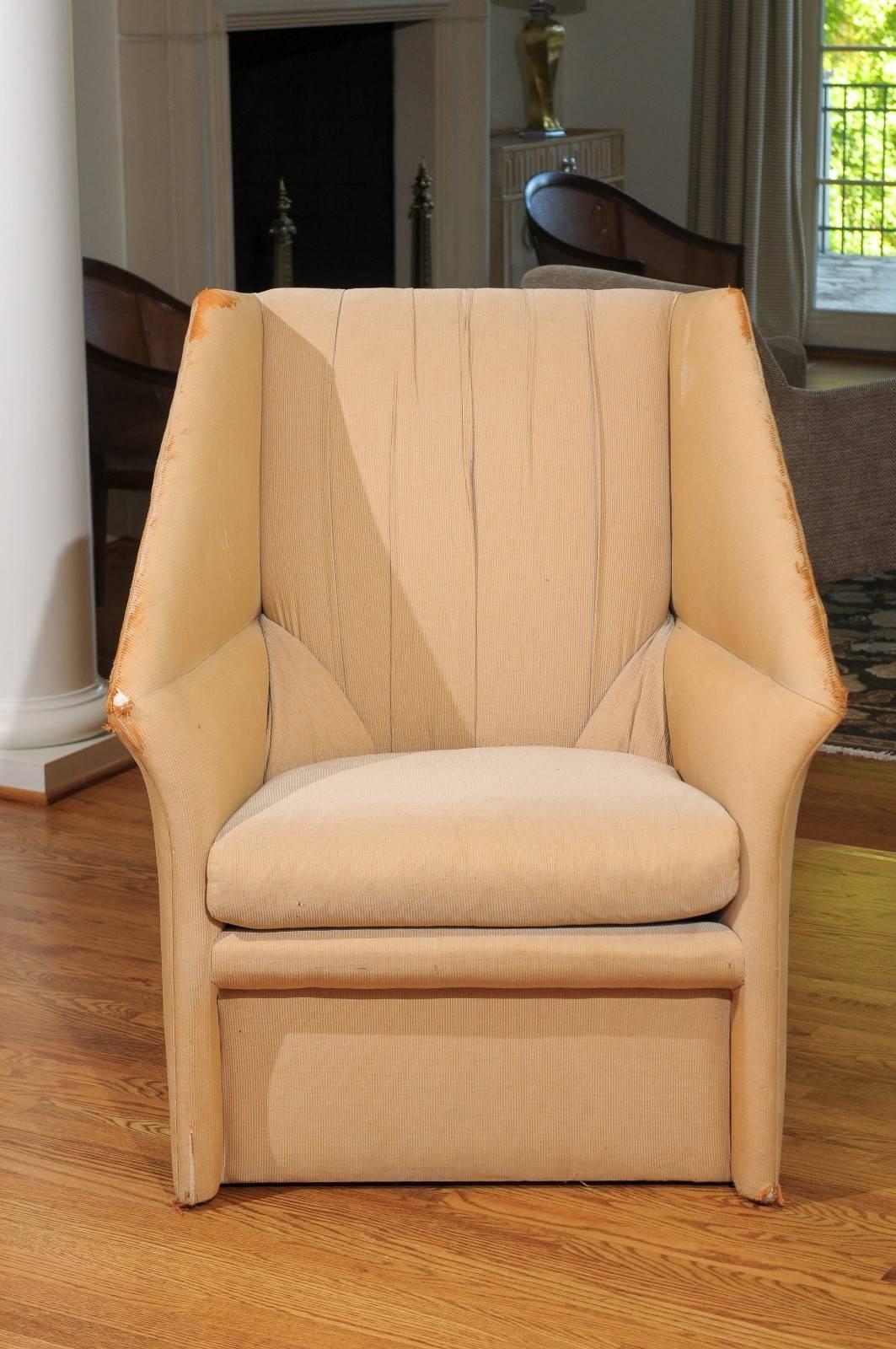 Dramatic Pair of Modern Wing Chairs by John Saladino for Baker In Excellent Condition In Atlanta, GA