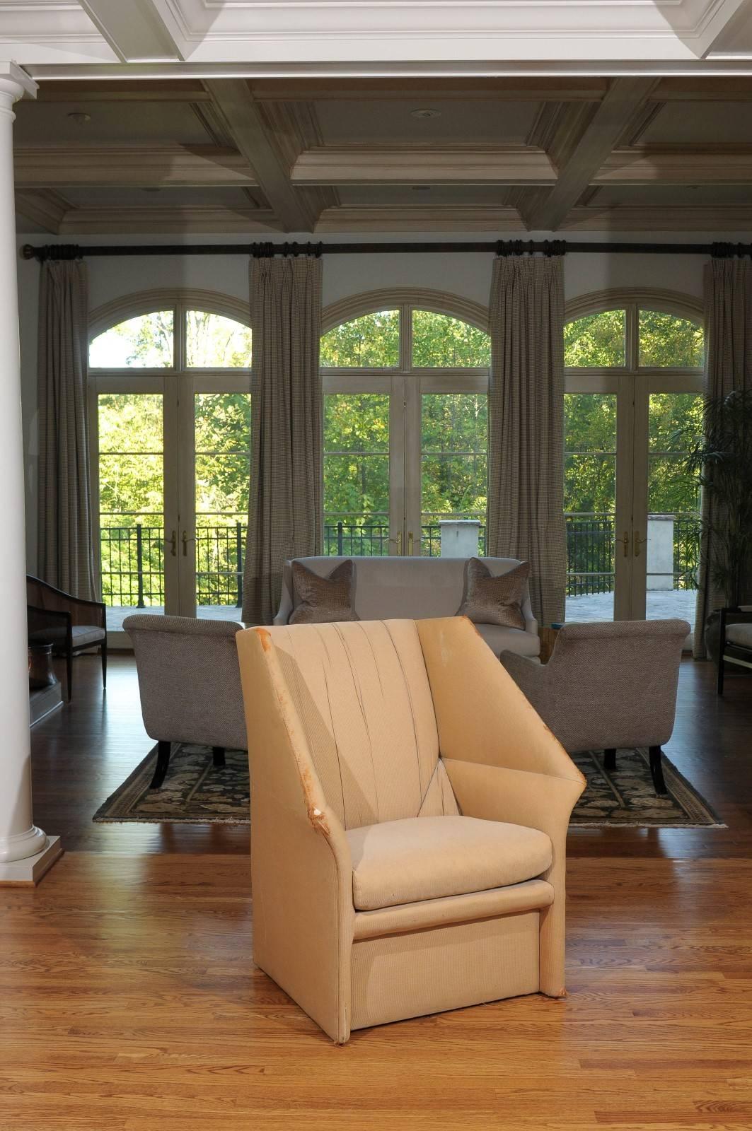 Mid-Century Modern Dramatic Pair of Modern Wing Chairs by John Saladino for Baker