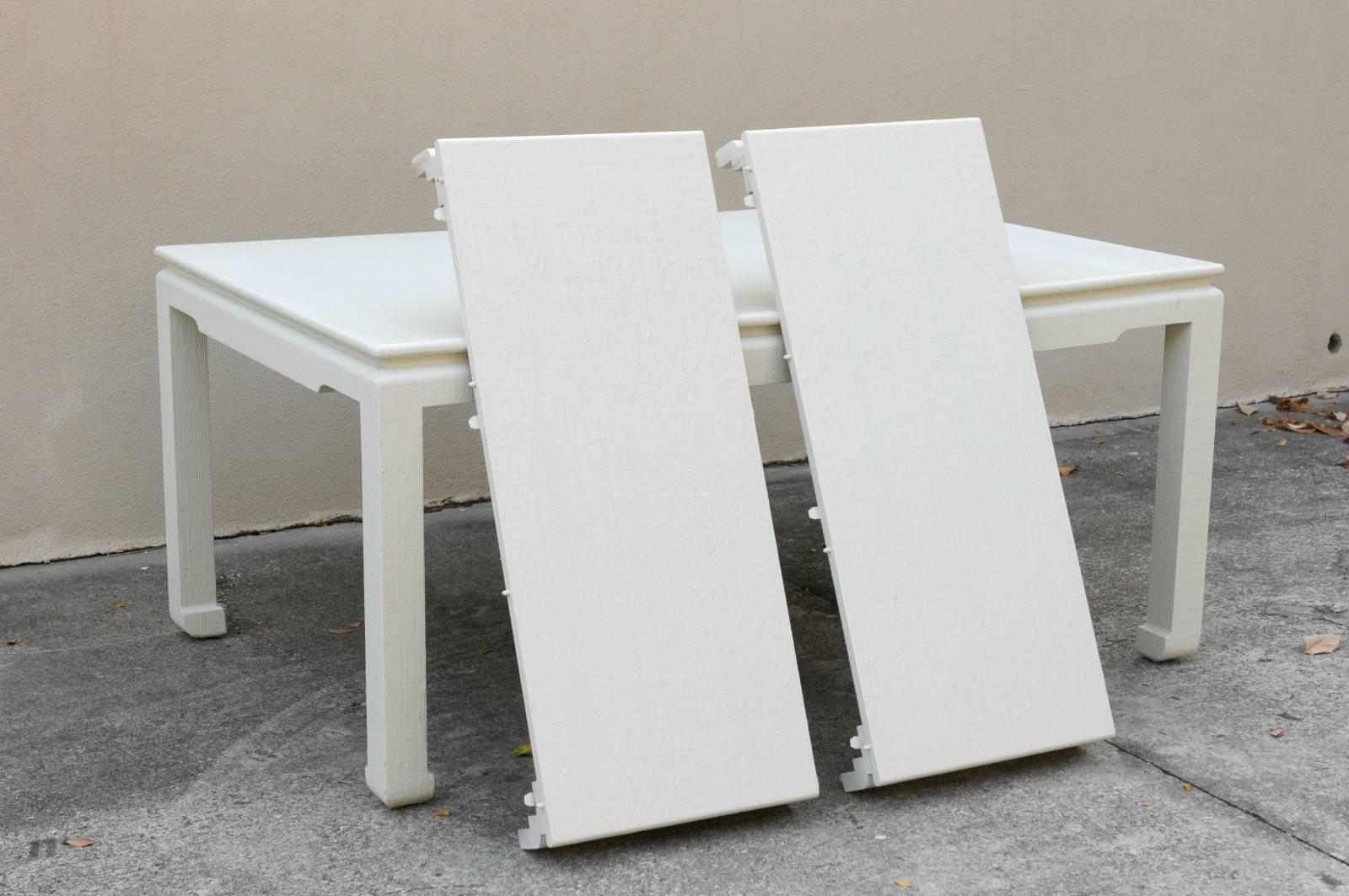 Beautiful Vintage Raffia Extension Dining Table in Cream Lacquer 1