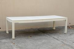 Beautiful Vintage Raffia Extension Dining Table in Cream Lacquer