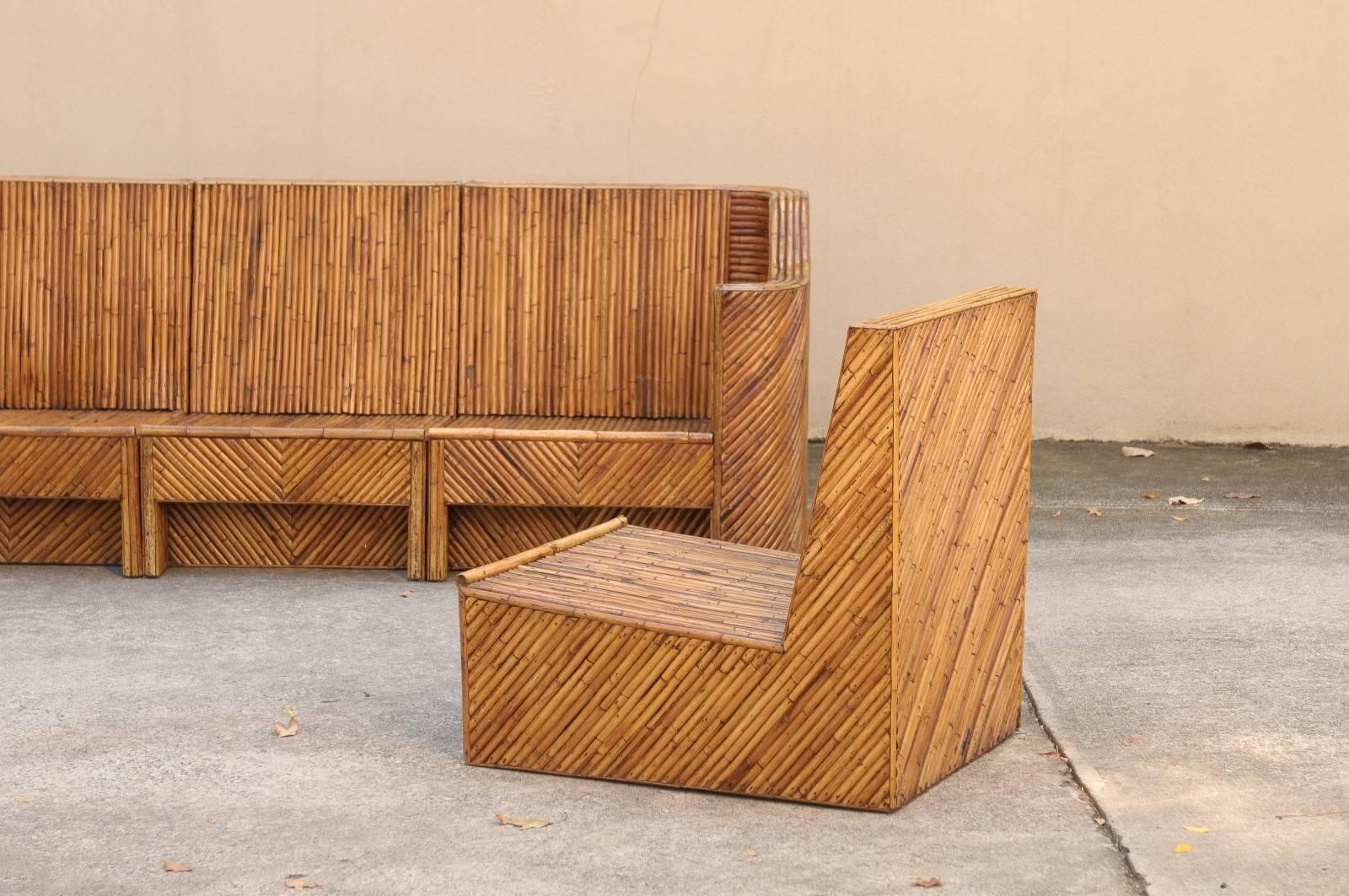 Mid-Century Modern Exceptional Restored Vintage Bamboo Seven-Piece Seating Set