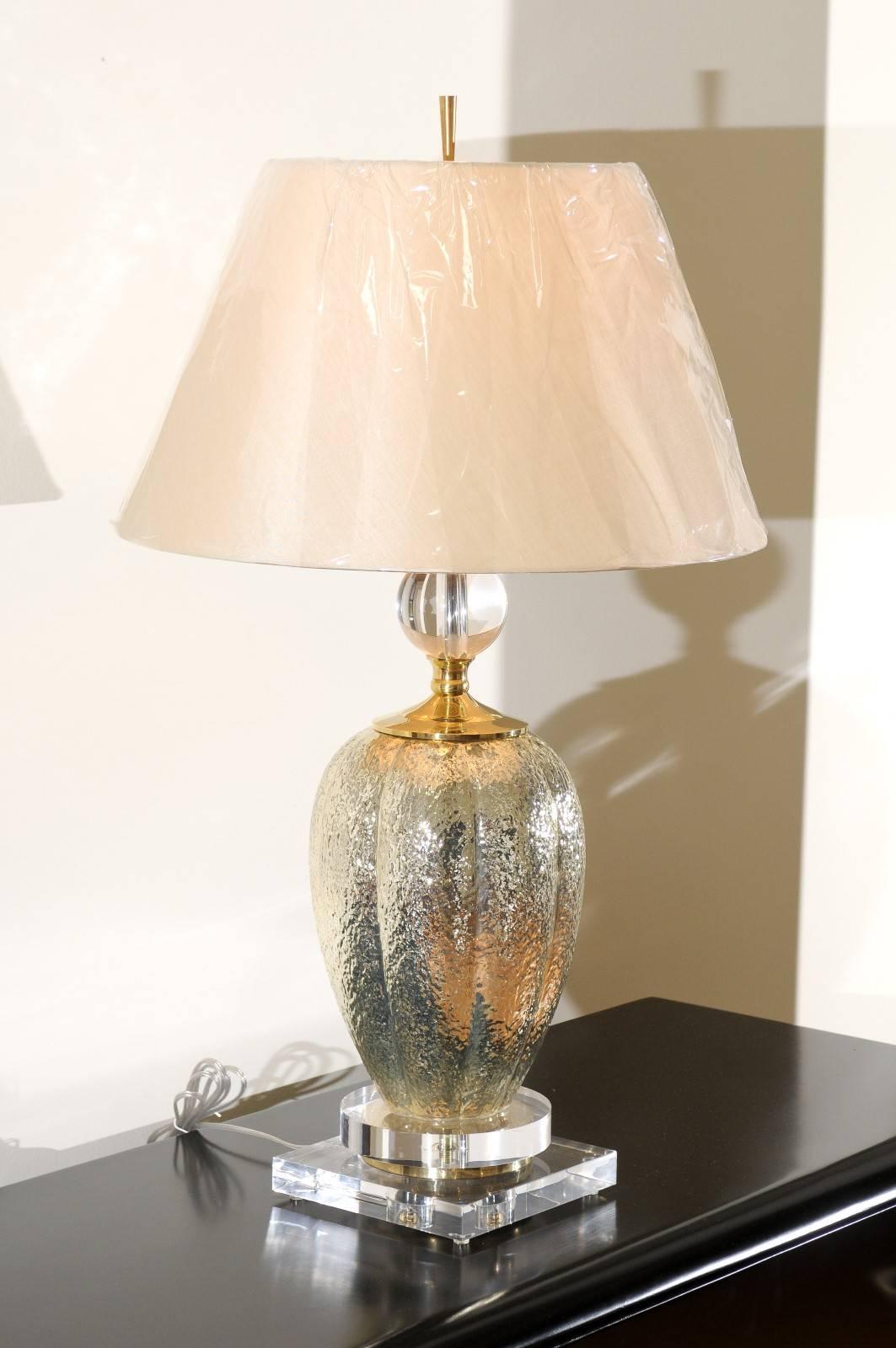 Late 20th Century Sophisticated Pair of Blown Mercury Glass Vessels as Custom Lamps