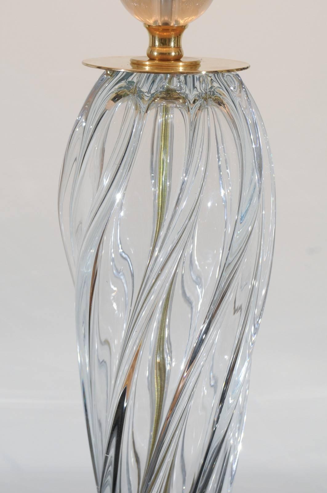 Mid-20th Century Sublime Pair of Restored Blown Murano Tornado Lamps