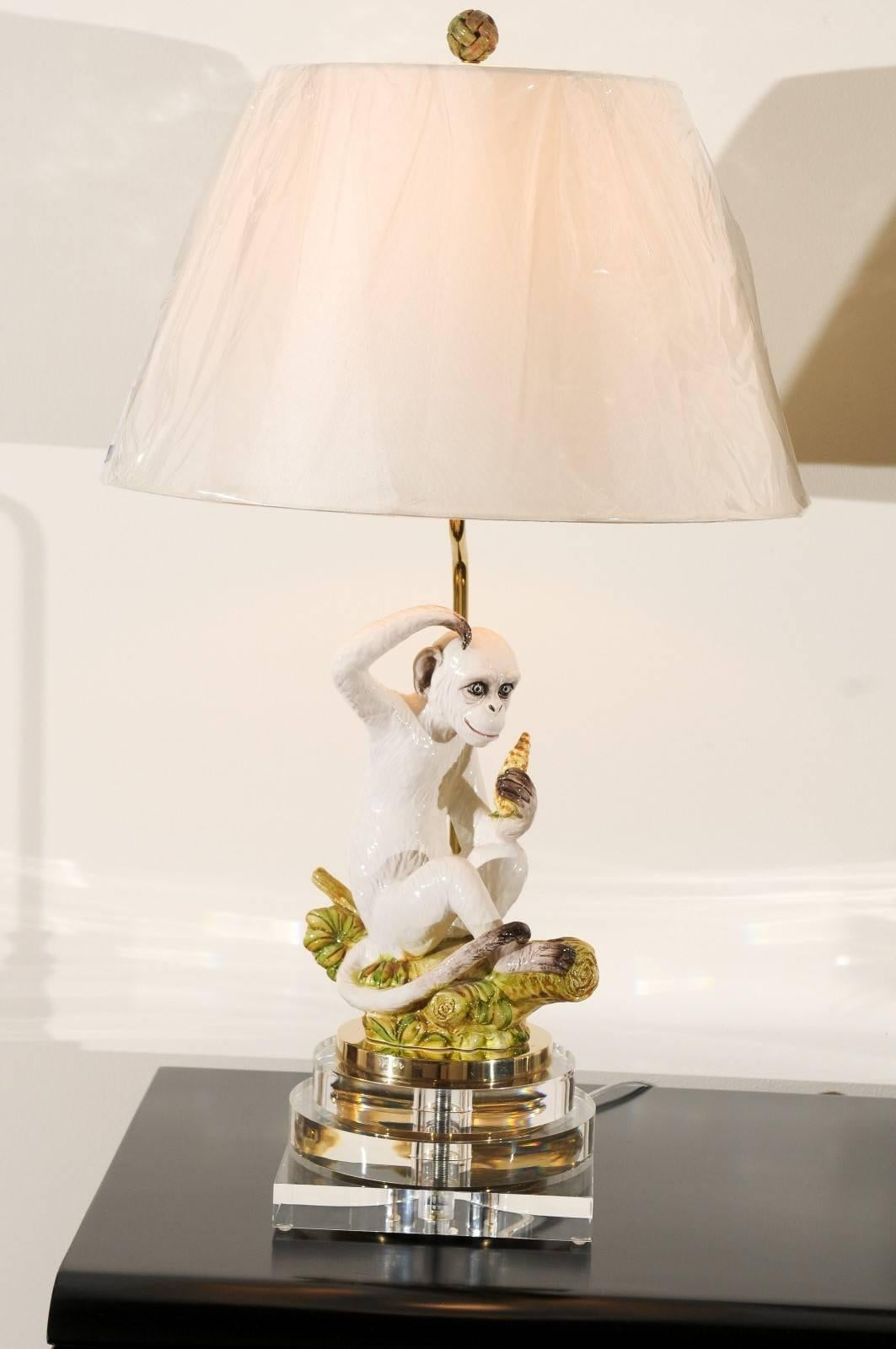 Late 20th Century Marvelous Pair of Vintage Italian Monkey Sculptures as Custom Lamps