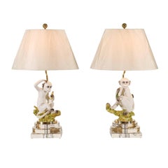 Marvelous Pair of Vintage Italian Monkey Sculptures as Custom Lamps