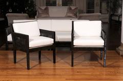 Exquisite Pair of Cane Rattan Loungers by Billy Baldwin for Bielecky Brothers