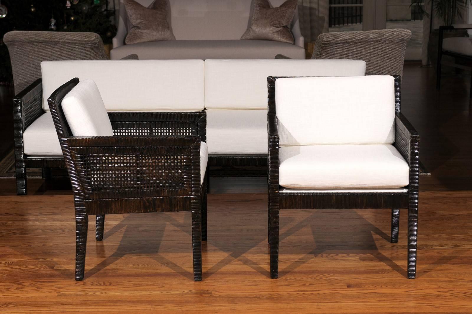 Mid-Century Modern Exquise paire de fauteuils de salon restaurés de Billy Baldwin pour Bielecky Brothers en vente