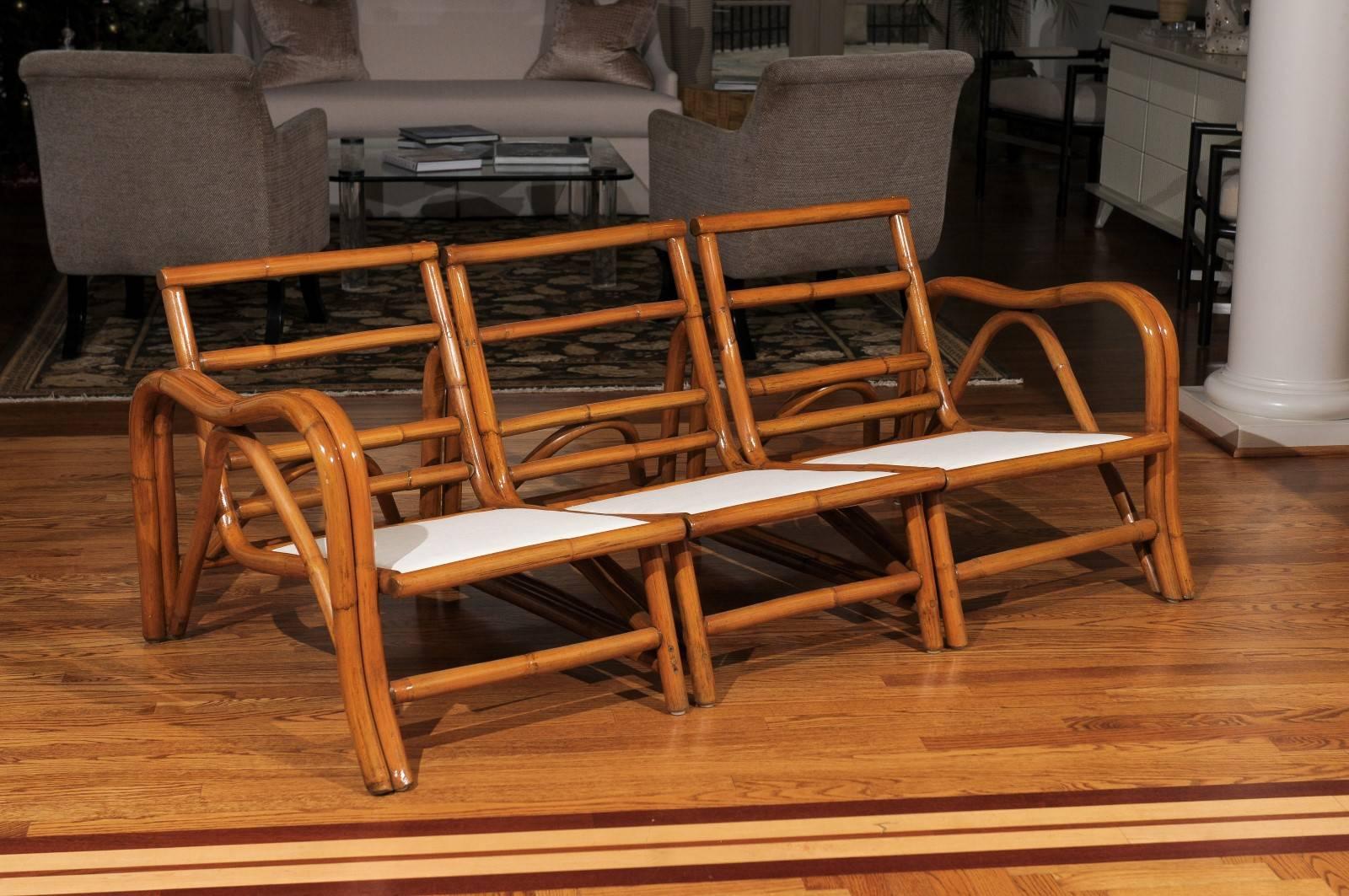Mid-Century Modern Fantastic Restored Vintage Modern Rattan Three-Seat Sofa For Sale