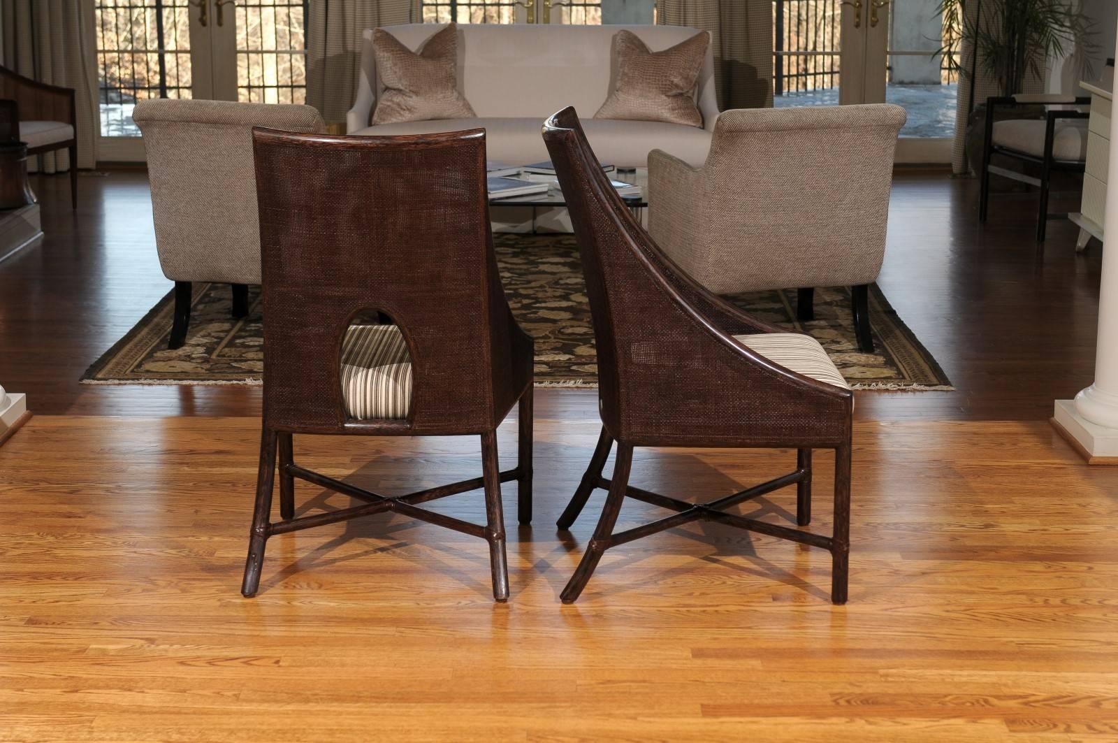 Mid-Century Modern Elegant Set of Six Rattan and Cane Dining Chairs by McGuire