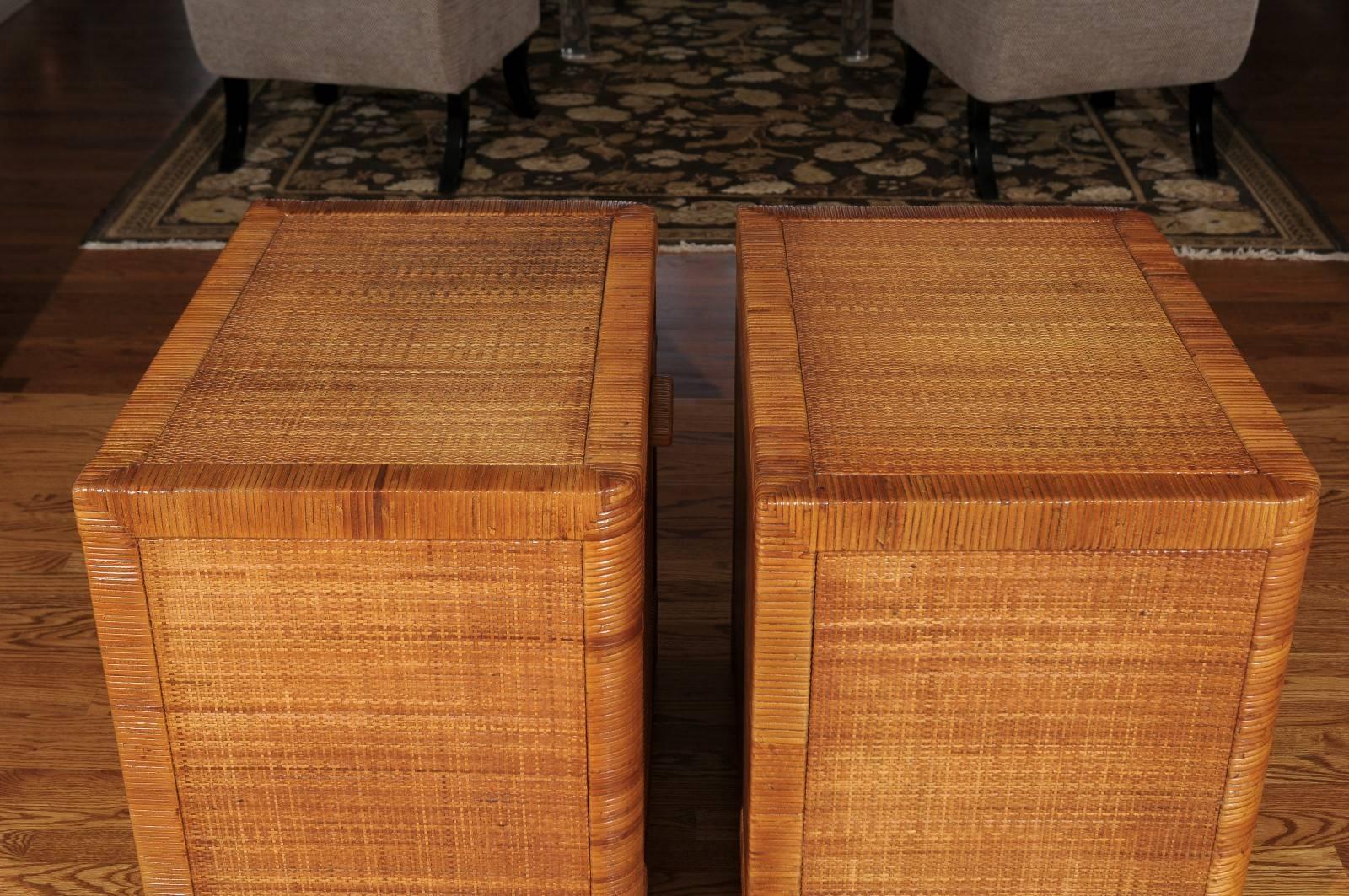 Beautiful Restored Pair of Vintage Cane Cabinets by Bielecky Brothers 3