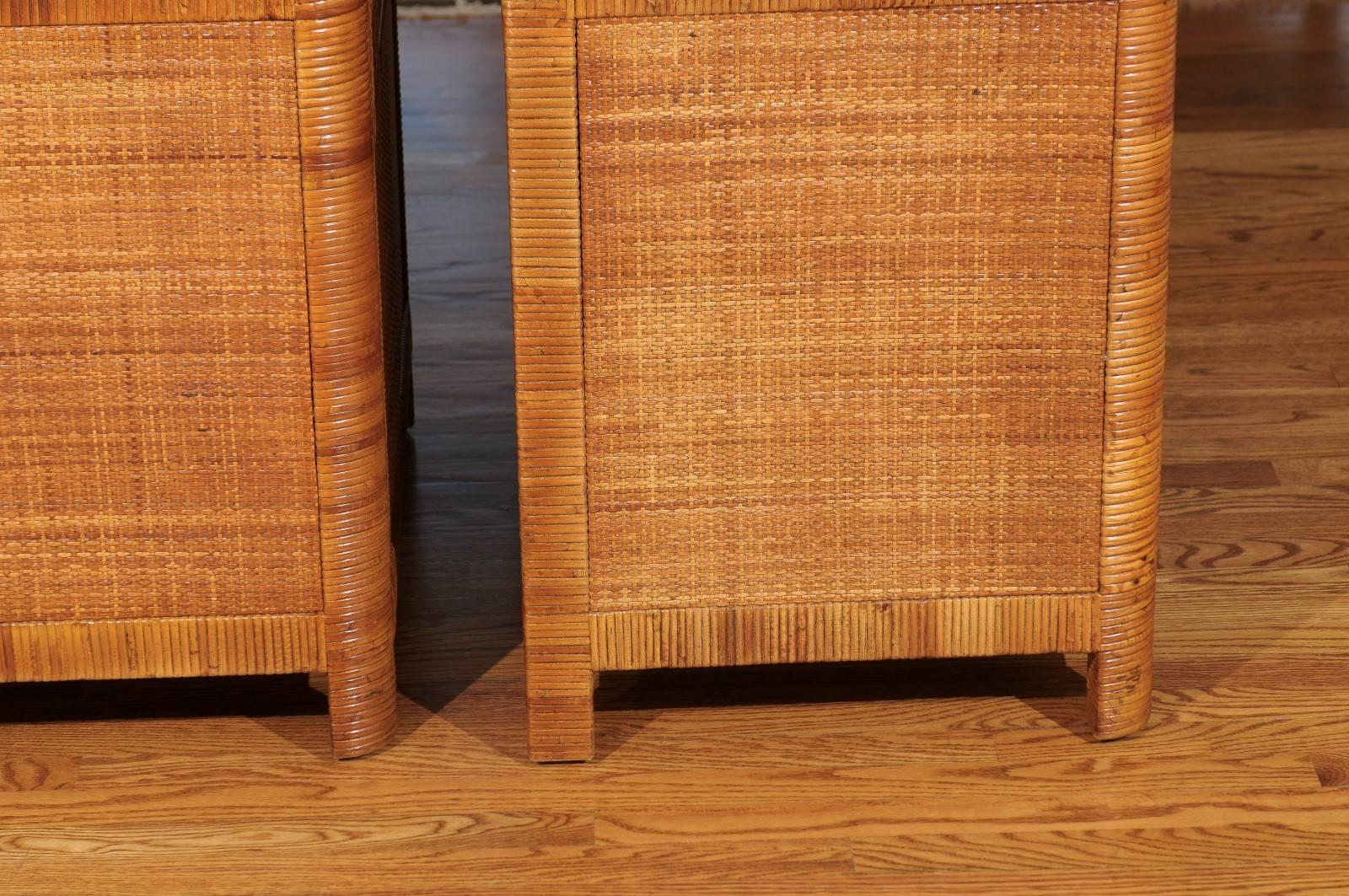 Beautiful Restored Pair of Vintage Cane Cabinets by Bielecky Brothers 4