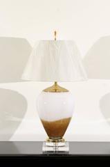 Exceptional Pair of Blown Glass Lamps in Caramel and Cream, Poland, circa 1990