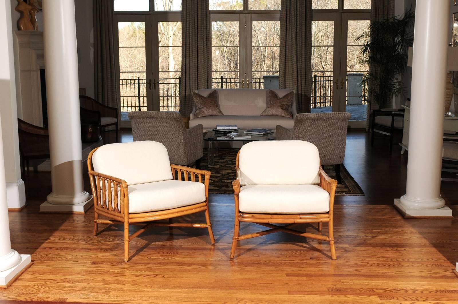 Mid-Century Modern Decorative Pair of Restored Vintage Ficks Reed Loungers