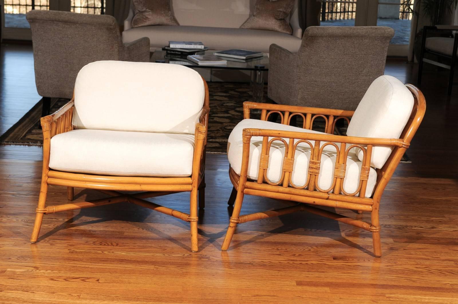 Decorative Pair of Restored Vintage Ficks Reed Loungers 1