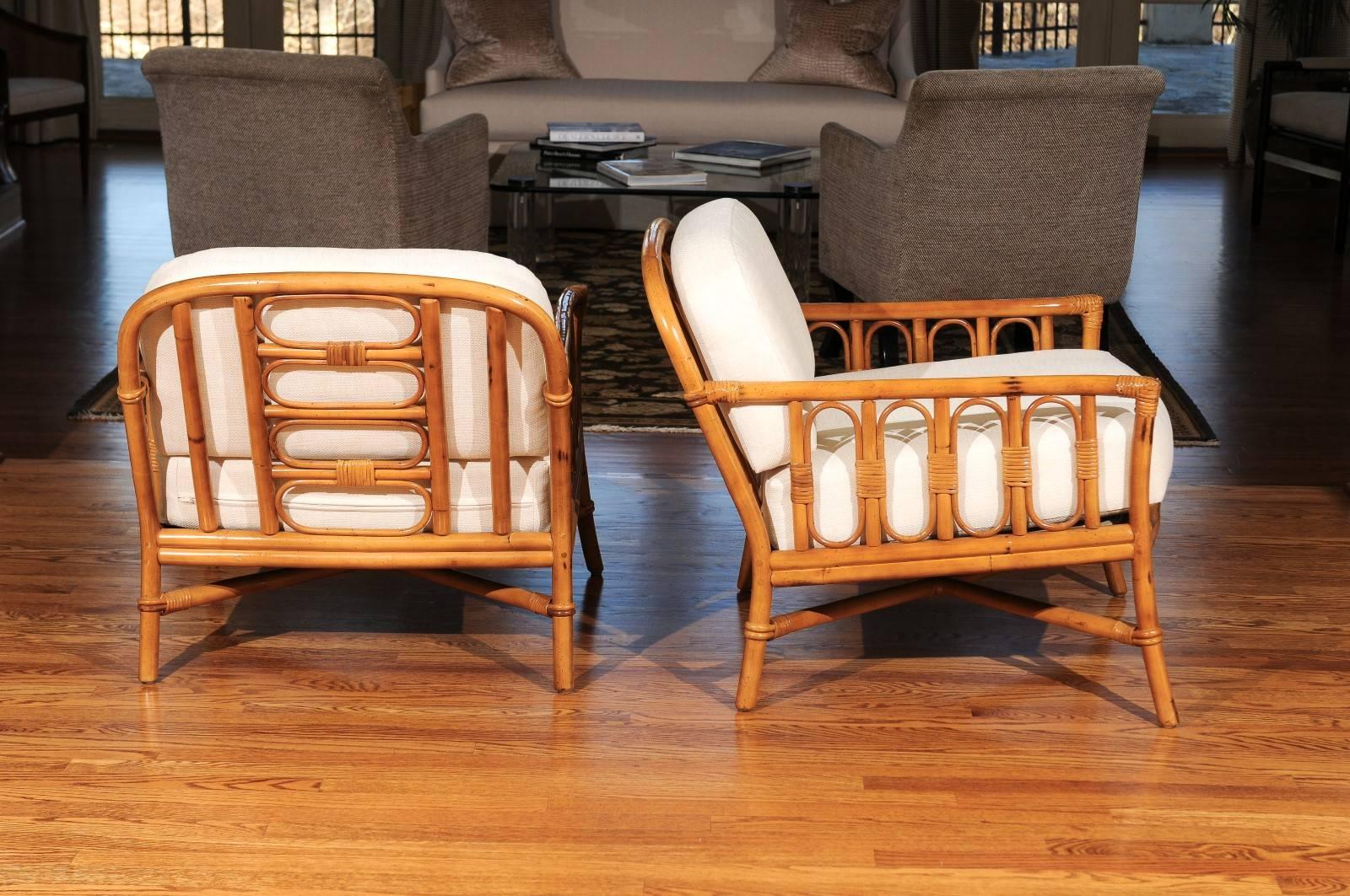 Late 20th Century Decorative Pair of Restored Vintage Ficks Reed Loungers