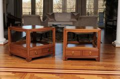 Beautiful Restored Pair of Walnut End Tables by Michael Taylor for Baker