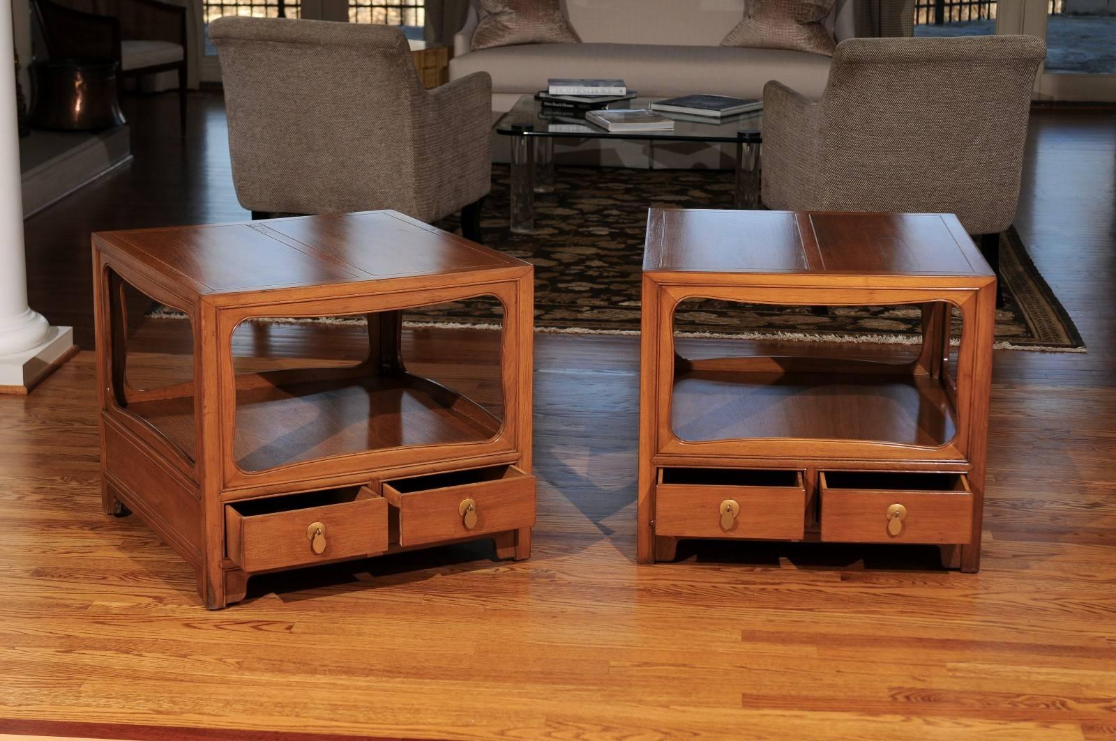 Beautiful Restored Pair of Walnut End Tables by Michael Taylor for Baker 4