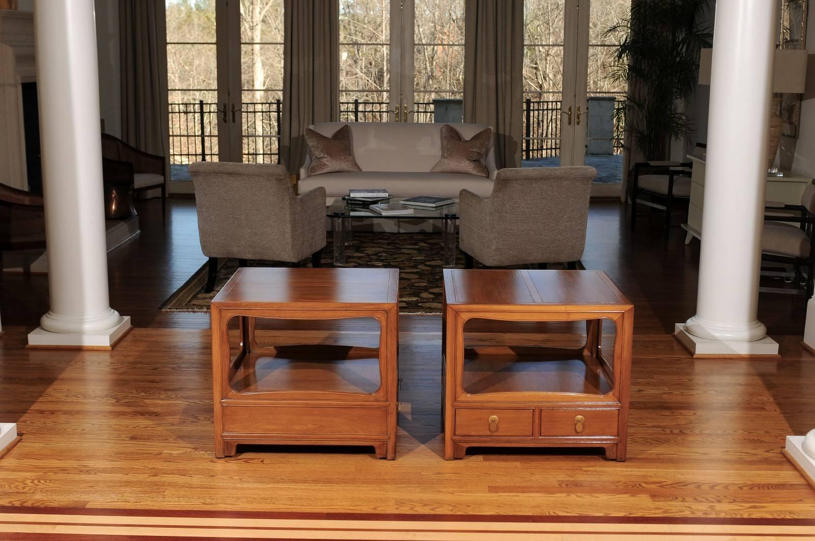 Mid-Century Modern Beautiful Restored Pair of Walnut End Tables by Michael Taylor for Baker